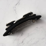 サルバトーレ フェラガモ ヴァラリボン ラインストーン ビジュー キャンバス バレッタ 髪留め ブラック 箱付き - NEWSED