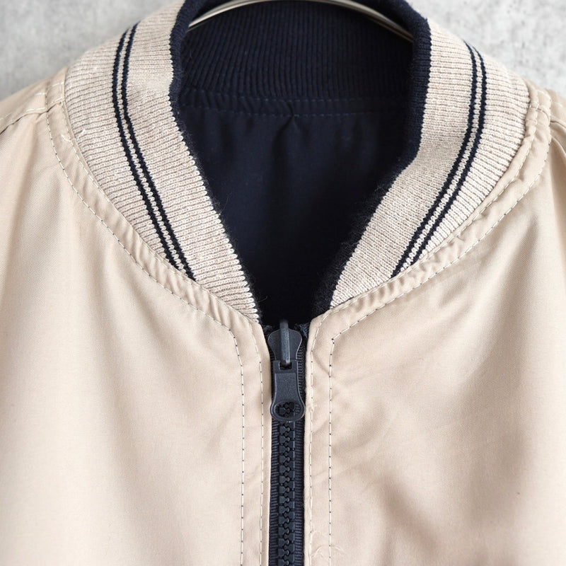 ラコステ リバーシブル ブルゾン スタジャン ロゴパッチ ダークネイビー/ベージュ - NEWSED