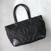CHANEL Coco Mark Paris-New York Line 黑色绗缝尼龙/皮革托特包