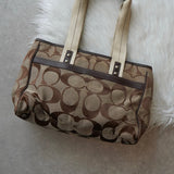 コーチ シグネチャー キャンバス トートバッグ ハンドバッグ ベージュ - NEWSED