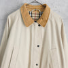 Burberry Vintage Corduroy Collar Overalls Half Coat Cotton Jacket Ivory