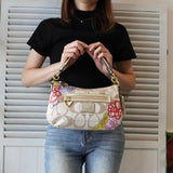 コーチ ポピー デイジー 花柄 シグネチャー キャンバス ハンドバッグ ベージュ - NEWSED