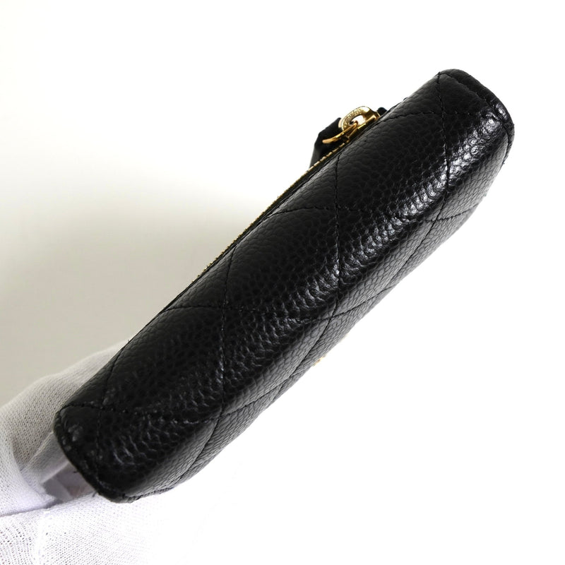 シャネル ココマーク マトラッセ キャビアスキン コンパクトウォレット 三つ折り財布 ブラック - NEWSED