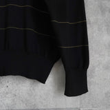 セリーヌ ヴィンテージ ボーダー柄 トリオンフ ワッペン 金ボタン シルク混紡 ポロニット ブラック - NEWSED