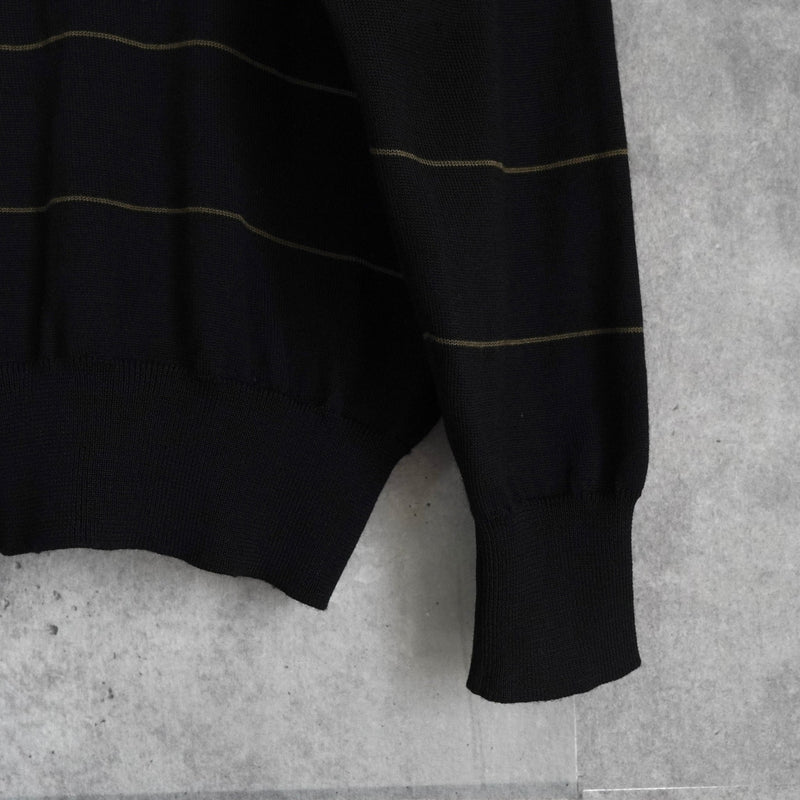 セリーヌ ヴィンテージ ボーダー柄 トリオンフ ワッペン 金ボタン シルク混紡 ポロニット ブラック - NEWSED