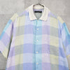 クリスチャン ディオール ヴィンテージ リネン チェック柄 半袖シャツ パステルカラー マルチカラー
