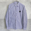 Play Comme des Garçons 蓝色心形标志条纹长袖衬衫
