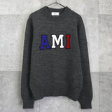 アミパリ アミ パリス トリコロールロゴ ニット グレー - NEWSED