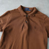 Ralph Lauren Women's Brown Short Sleeve Polo Shirt with Embroidered Logo and Beading