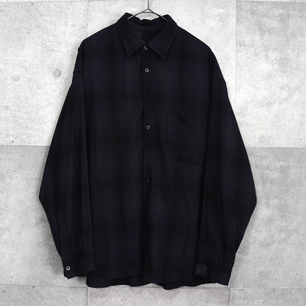 エヌハリウッド オンブレシャツ レーヨンシャツ 長袖シャツ ブラック