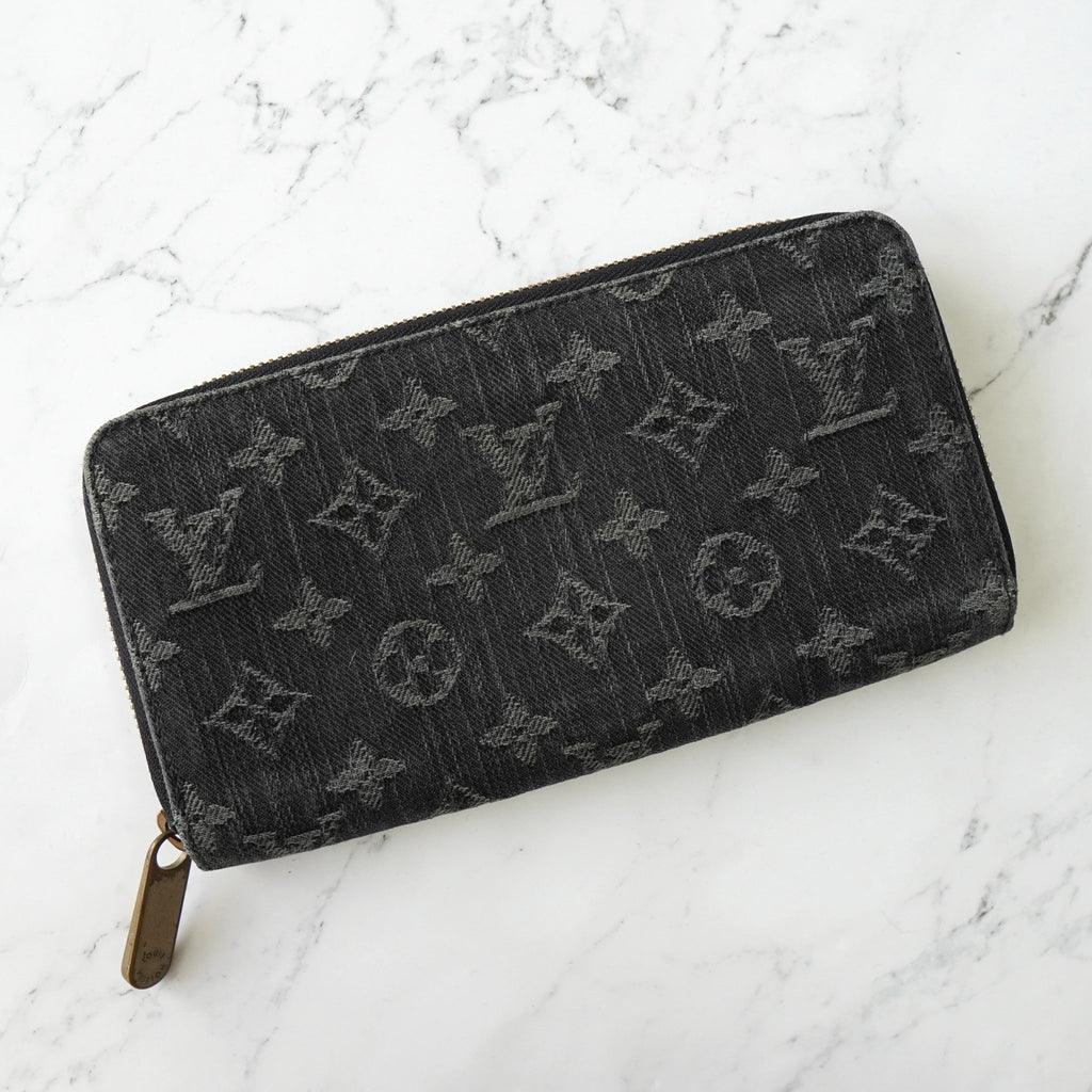 Louis Vuitton Monogram 牛仔拉链钱包 长款钱包 圆形拉链 黑色