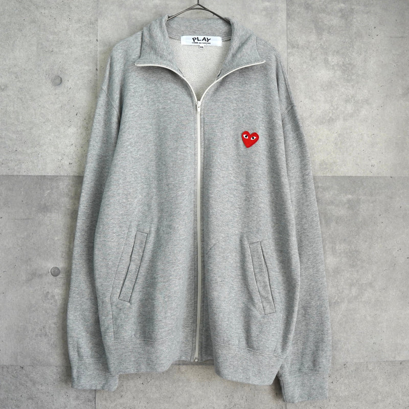 プレイ コム デ ギャルソン ハートロゴ ジップアップ スウェット グレー - NEWSED