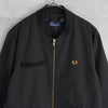 Fred Perry Zip-up Bomber Coat Long Coat Logo Embroidery Black