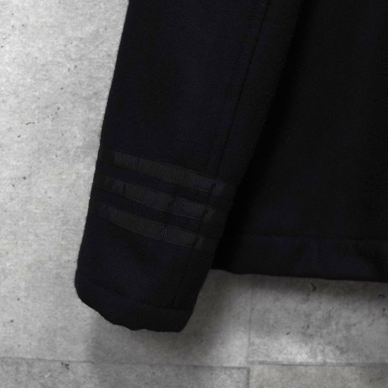 アディダス ロゴ ジッパー ウール ピーコート メンズ ブラック - NEWSED