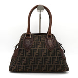 フェンディ エトニコ ズッカ柄 キャンバス/レザー ハンドバッグ ブラウン - NEWSED