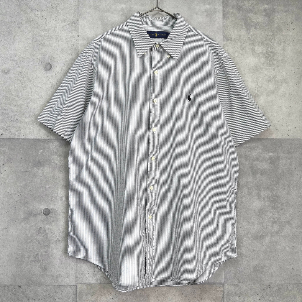 Ralph Lauren 灰色徽标条纹短袖衬衫