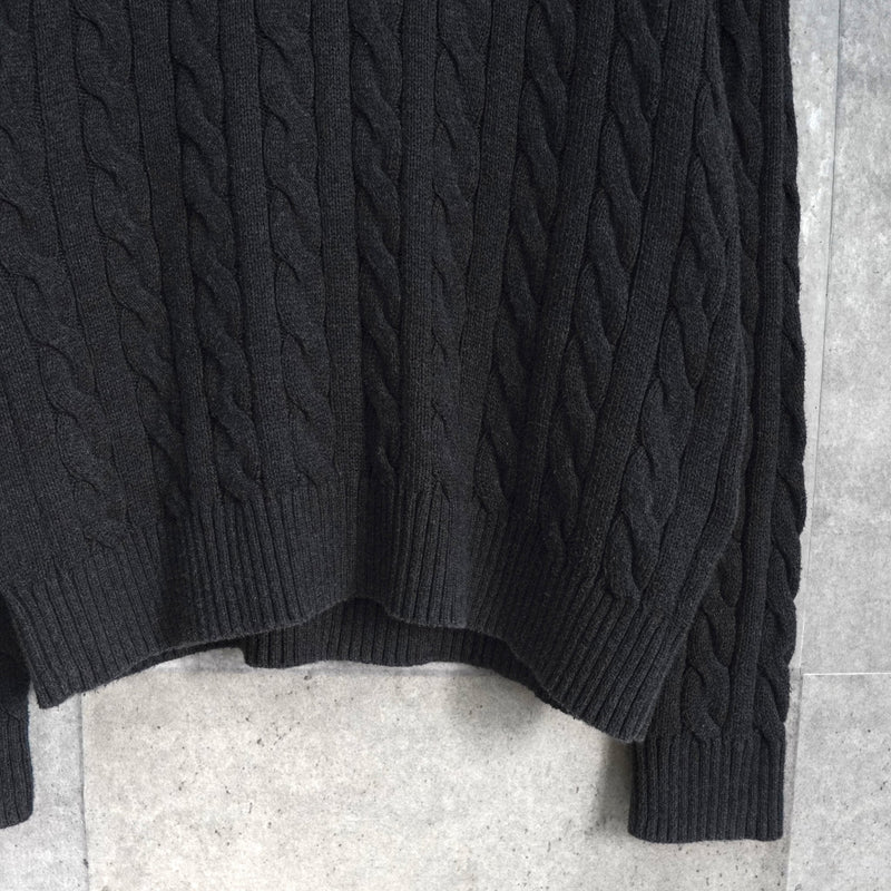 ポロ ラルフローレン ポニーロゴ ケーブル編み ニット ダークグレー - NEWSED