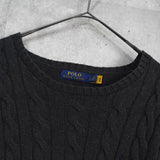 ポロ ラルフローレン ポニーロゴ ケーブル編み ニット ダークグレー - NEWSED