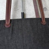 シャネル ココマーク デニム / レザー トートバッグ ブラック / ブラウン - NEWSED