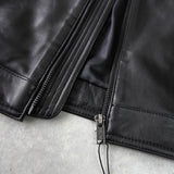 ポリス ラムレザー シングル ライダースジャケット レザージャケット ブラック メンズ タグ付き未使用品 - NEWSED