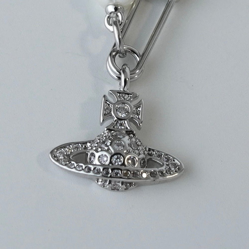 ヴィヴィアン ウエストウッド オーブ フェイクパール ピン ラインストーン ネックレス チョーカー シルバー - NEWSED