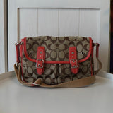 コーチ シグネチャー キャンバス ショルダーバッグ ベージュ / ピンク - NEWSED