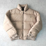 ポロ ラルフローレン ダウンジャケット スモールポニーロゴ 刺繍 ベージュ - NEWSED