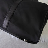 プラダ ポコノ テスート ナイロン サフィアーノレザー ボストンバッグ トライアングルロゴ ブラック - NEWSED