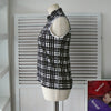 Burberry Nova 女士格纹马标志刺绣无袖上衣（黑/白）