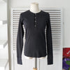 Polo Ralph Lauren logo henley neck long sleeve cut and sew grey ladies