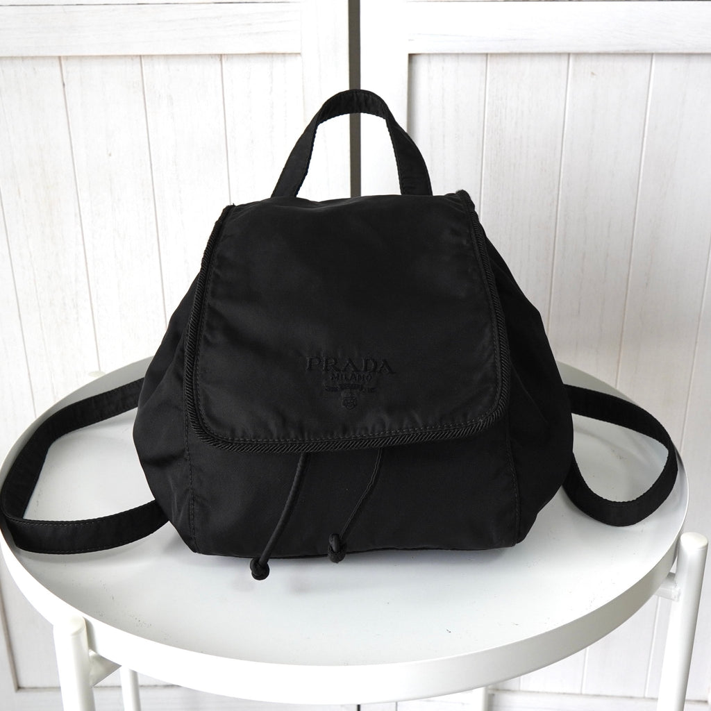プラダ ポコノ テスート ナイロン ミニ リュックサック ブラック