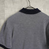 Gucci logo embroidered short sleeve polo shirt in navy/gray
