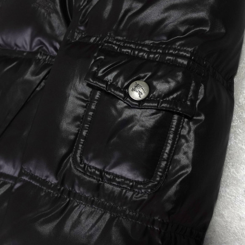 バーバリー ブルーレーベル ホースロゴ ノバチェック裏地 ロング ダウンジャケット レディース ダークブラウン - NEWSED