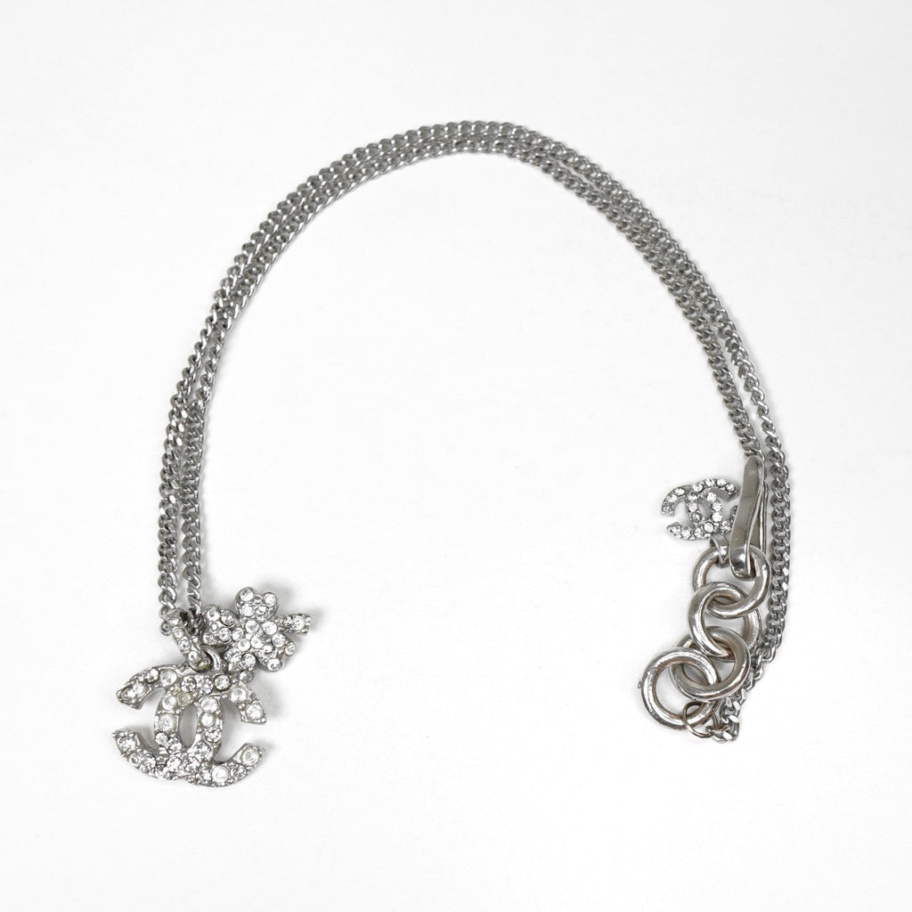シャネル ココマーク クローバー ラインストーン 喜平 ネックレス シルバー