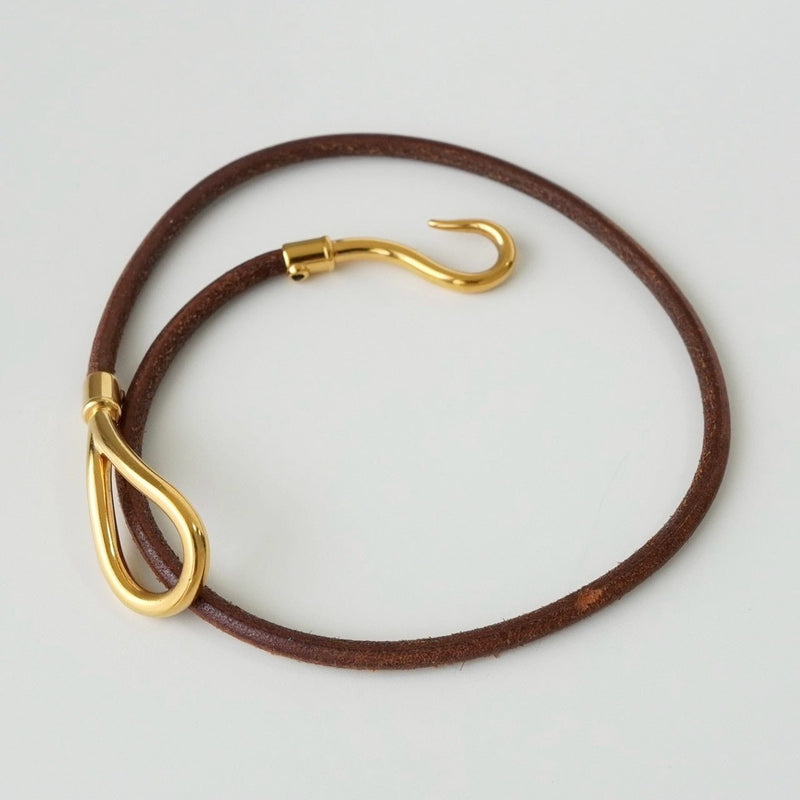 エルメス レザー ジャンボ チョーカー ブレスレット ブラウン - NEWSED