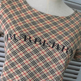 バーバリー ブルーレーベル ノバチェック ロゴ プリント 半袖トップス ベージュ レディース - NEWSED