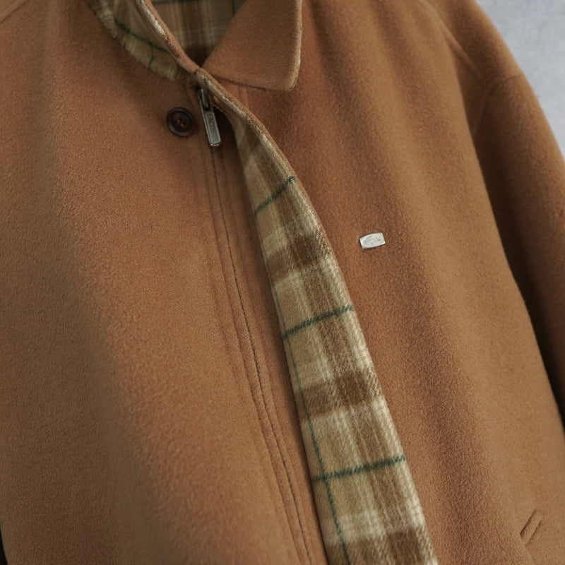 ラコステ メタルロゴバッジ ウールコート チェスターコート チェック柄裏地 キャメル - NEWSED