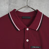 Prada 波尔多红和酒红色橡胶徽标短袖 Polo 衫