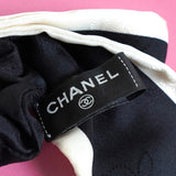 シャネル ロゴ カメリア柄 リボン バイカラー シュシュ ブラック / ホワイト - NEWSED