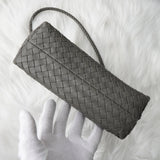 ボッテガ ヴェネタ イントレチャート レザー がま口 ハンドバッグ グレー - NEWSED