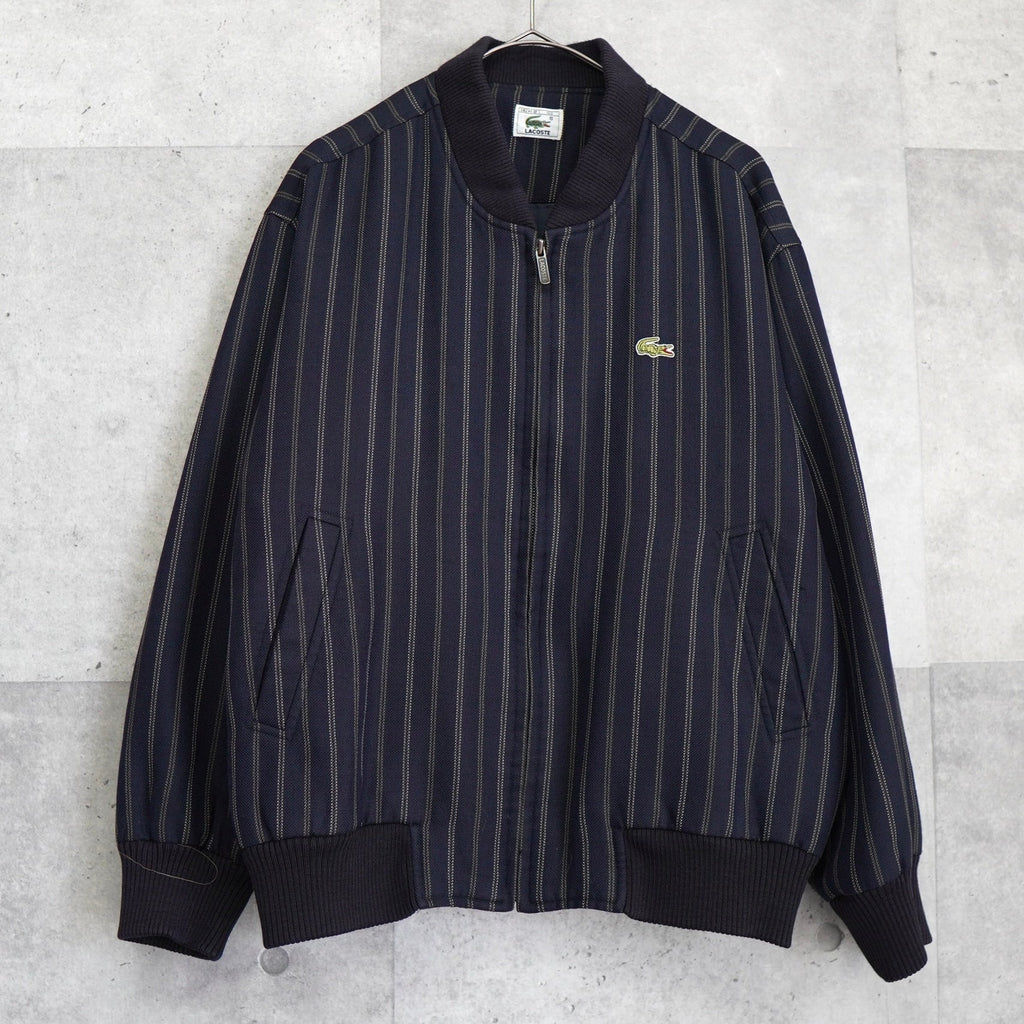 Lacoste 海军蓝徽标贴片条纹夹克