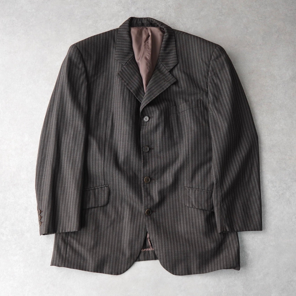 イヴサンローラン ヴィンテージ ストライプ柄 シングル テーラードジャケット 春夏 ブラウン