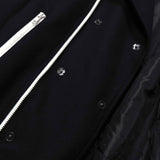 アディダス ロゴ ジッパー ウール ピーコート メンズ ブラック - NEWSED