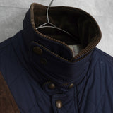 ポロ ラルフローレン スエード切り替え コーデュロイ襟 キルティングジャケット ネイビー - NEWSED