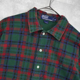 ポロ ラルフローレン ロゴ 刺繍 チェック柄 半袖ポロシャツ グリーン / レッド - NEWSED