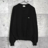 ラコステ ロゴパッチ ヘリンボーン ウール ニット ブラック - NEWSED