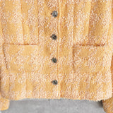 シャネル ヴィンテージ ココマーク メタルボタン ツイードジャケット オレンジ イエロー - NEWSED