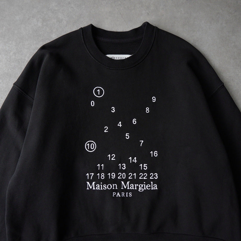 メゾンマルジェラ ロゴ 刺繍 ショート丈 スウェット ブラック