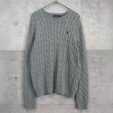 ポロ ラルフローレン ケーブル編み ロゴ ニット グレー - NEWSED
