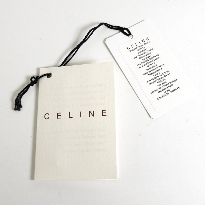 セリーヌ パリマカダム デニム / レザー コンパクトウォレット 二つ折り財布 ブルー / ブラウン - NEWSED